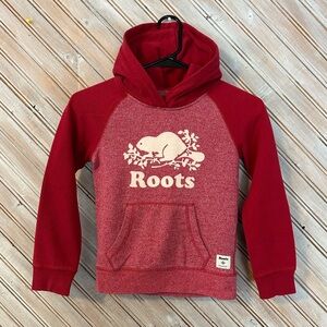 Roots Kids Hoodie in Red & White Canadien Beaver Logo Youth Medium